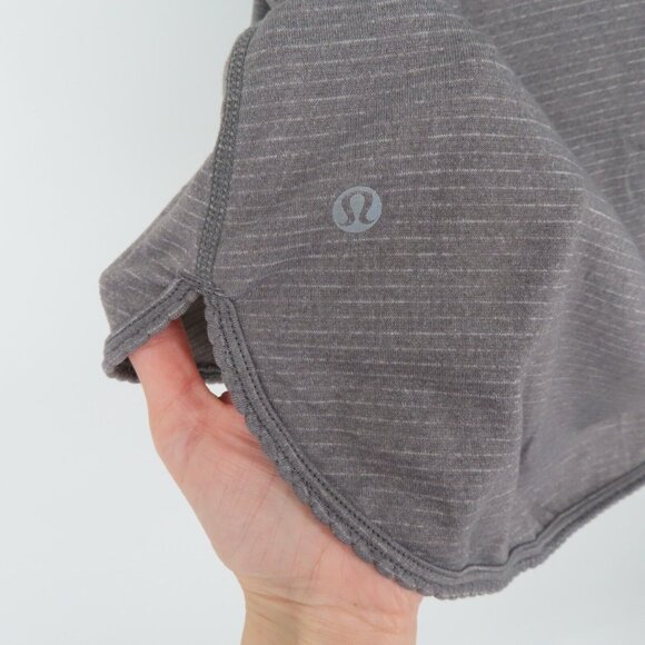 Lululemon 14.25in Bust Gray Striped Scallop Racerback Athletic Tank Top Shirt - Picture 7 of 9
